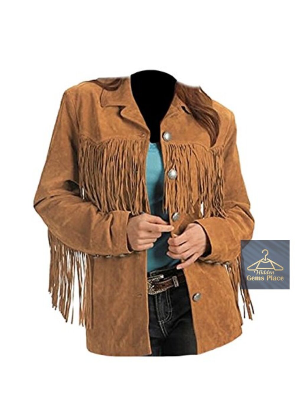 Genuine Suede Leather Fringed Jacket Poncho